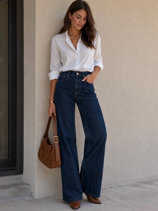 & Other Stories Denim - & Other Stories Paris Atelier Dark Wash Wide Leg Jeans High Rise